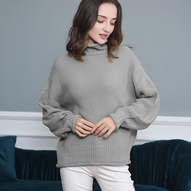 Women's Fashion Casual Long Sleeve Turtleneck Solid Sweaters