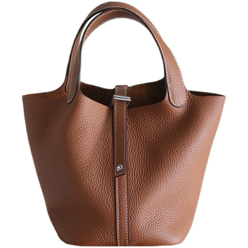 Women's Top Layer Cowhide Leather Portable Vegetable Handbags