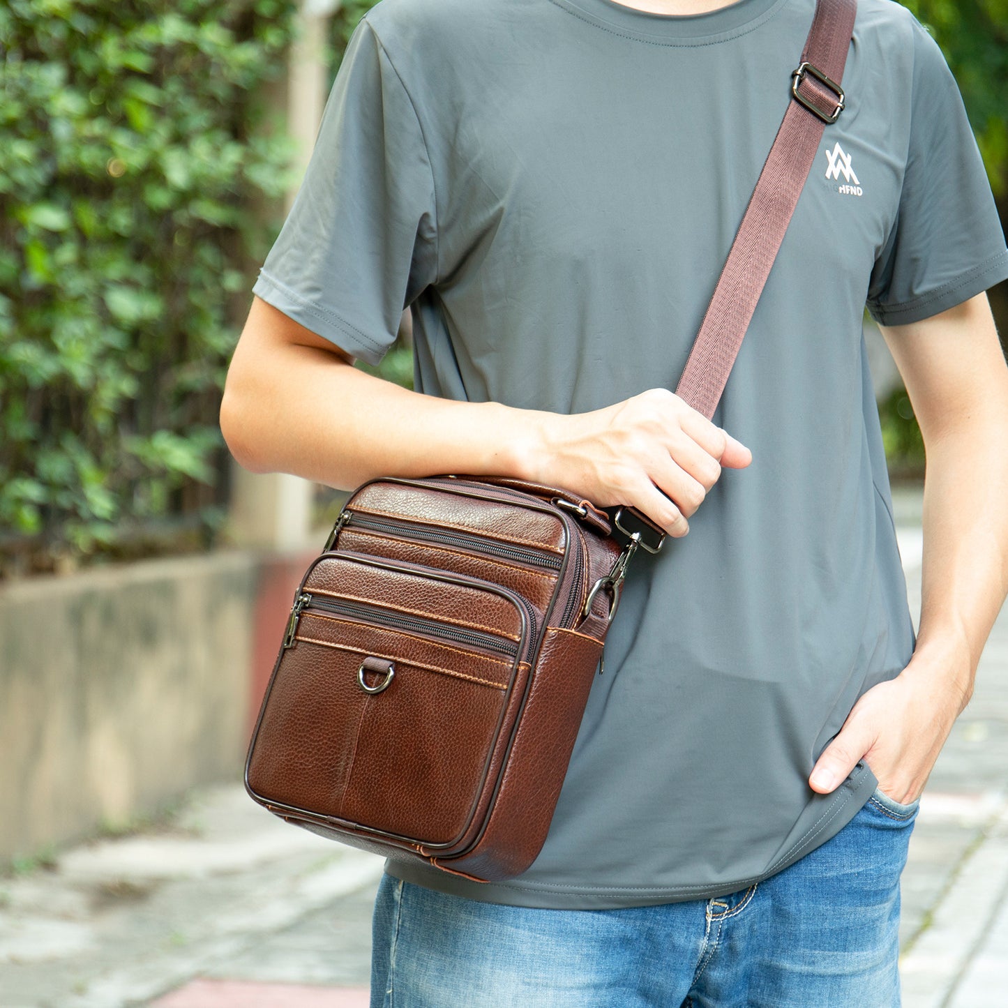 Men's Leather Business First Layer Cowhide Men's Shoulder Bags