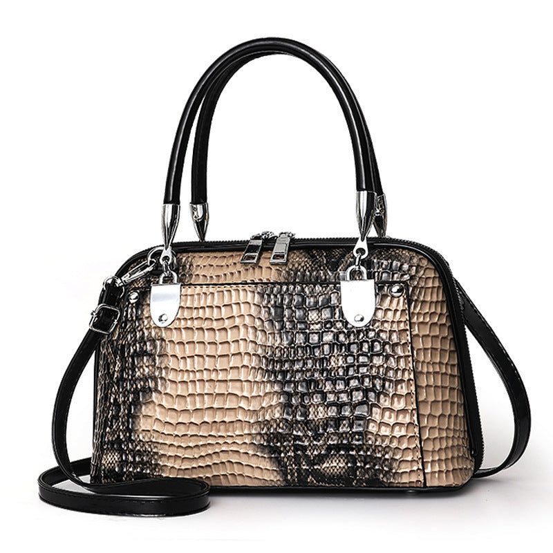 Women's Snakeskin Pattern Portable Large Capacity Elegant Handbags