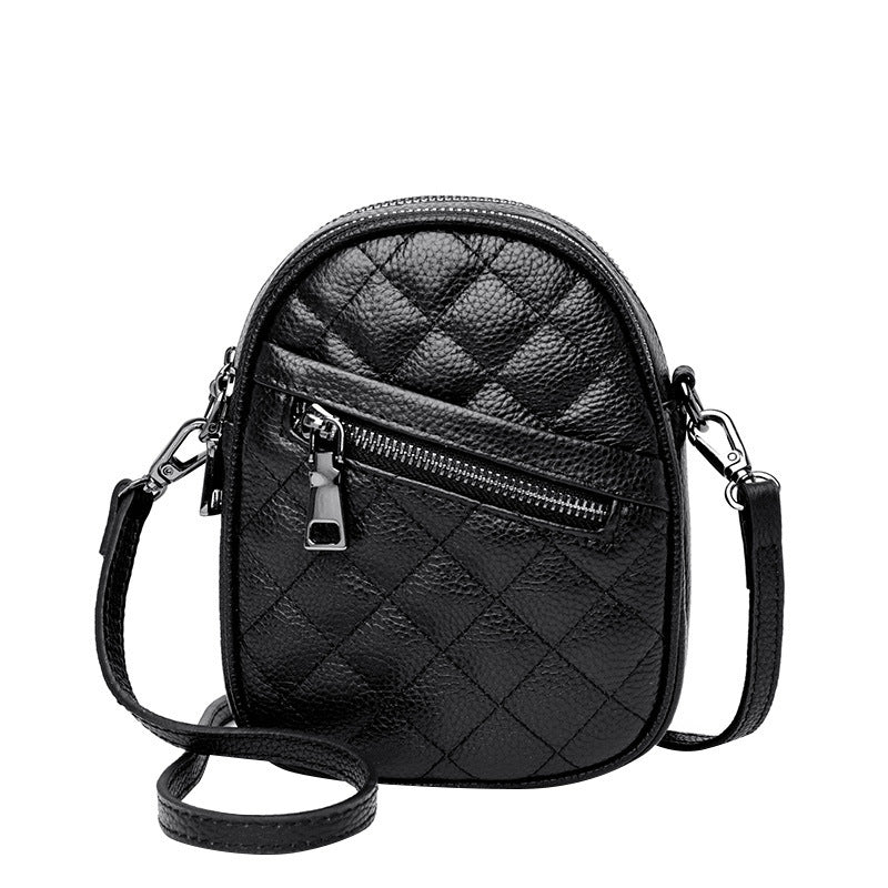 Women's Leather Packet Rhombus Mobile Ornaments Vertical Crossbody Bags