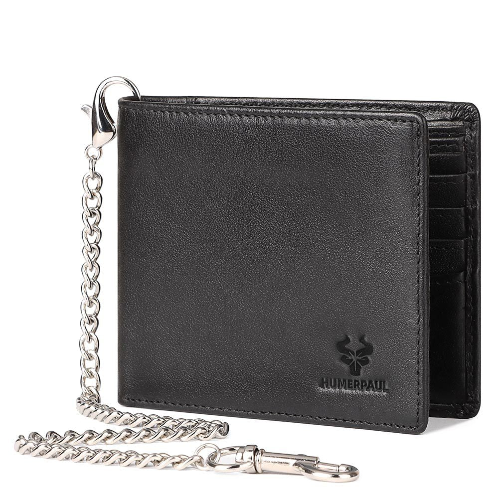 First Layer Cowhide Metal Chain Simple Short Men's Wallets