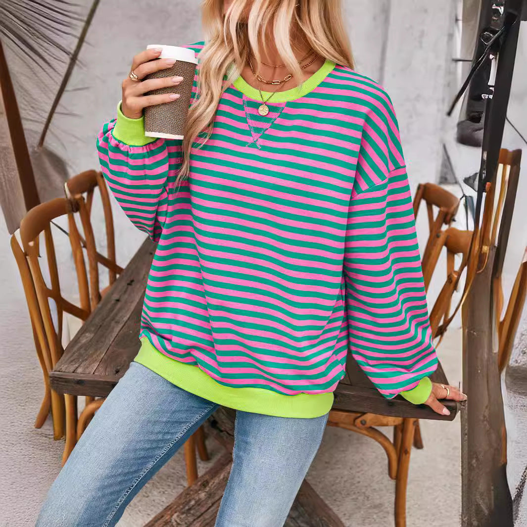Women's Slouchy Innovative Loose Casual Striped Sweaters