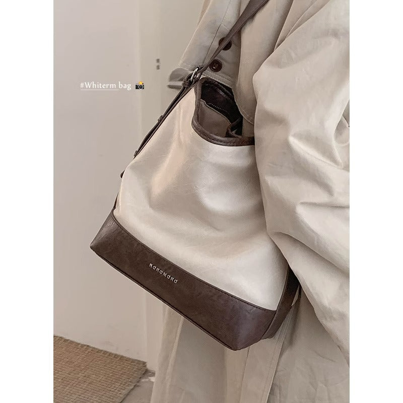 Women's Korean Contrast Color Fashion Simple Bucket Bags