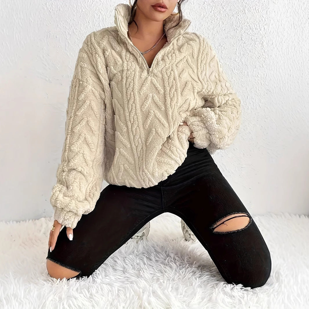 Women's Double-sided Plush Art Casual Zipper Pullover Sweaters