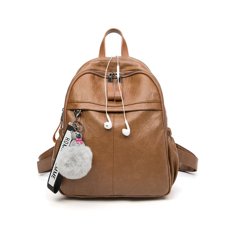 Women's Leather Korean Fashionable Fashion Large Capacity Backpacks