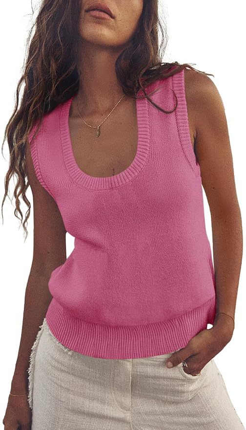 Women's Sleeveless Rib Knitted Out Leisure Basic Knitwear