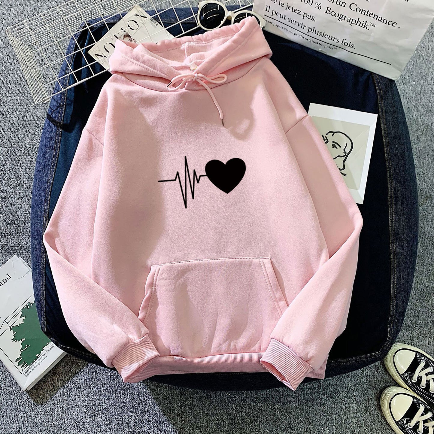 Versatile Fleece-lined Hoodie Unisex Wear Loose Sweaters