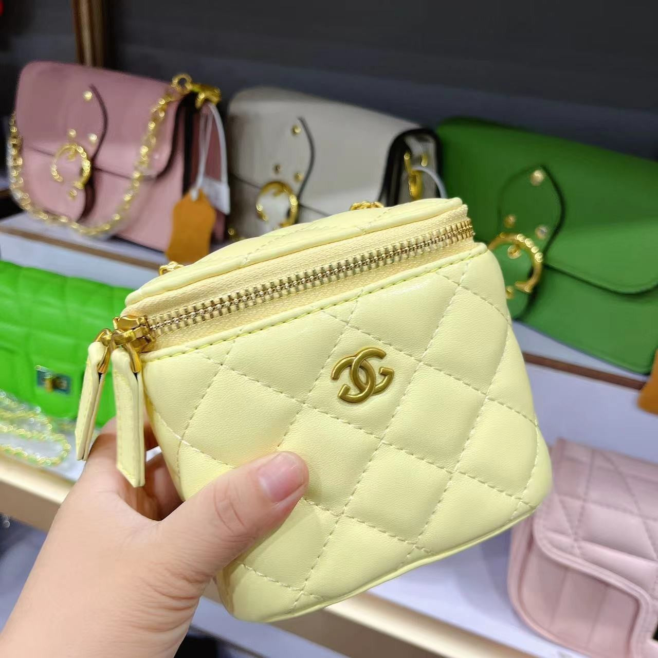 Women's Mini Lucky Beads Classic Style Box Diamond Crossbody Bags