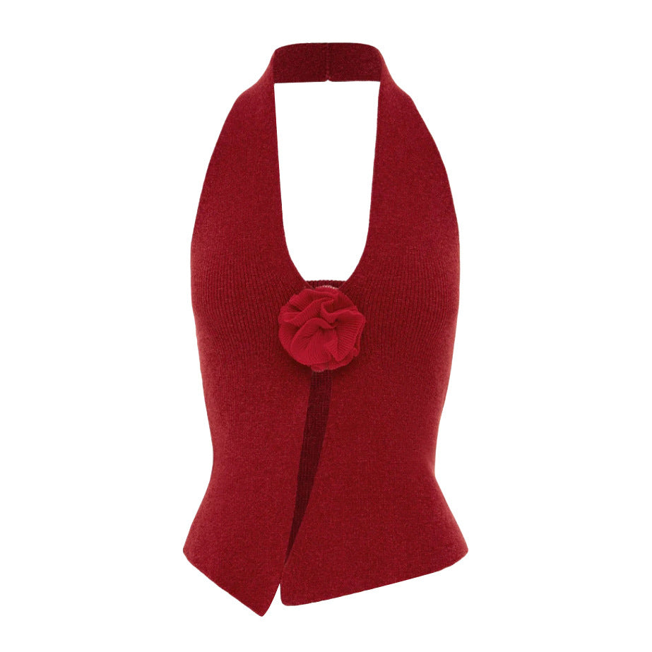 Women's Graceful Sexy Woolen Halter Angora Tops