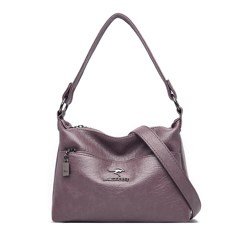 Women's Soft Leather Simple Trendy Large Capacity Shoulder Bags