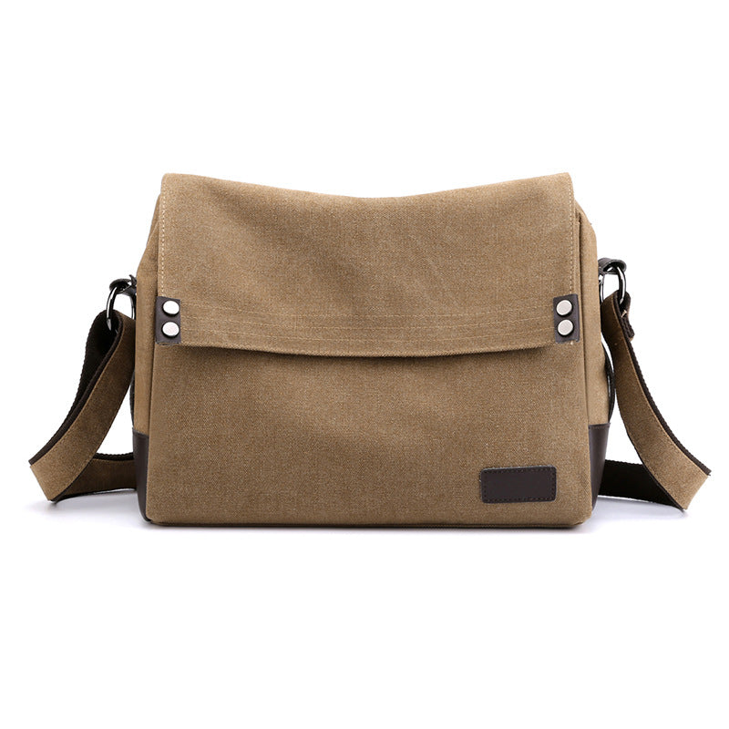 Men's Large Capacity Simple Retro Canvas Horizontal Men's Shoulder Bags