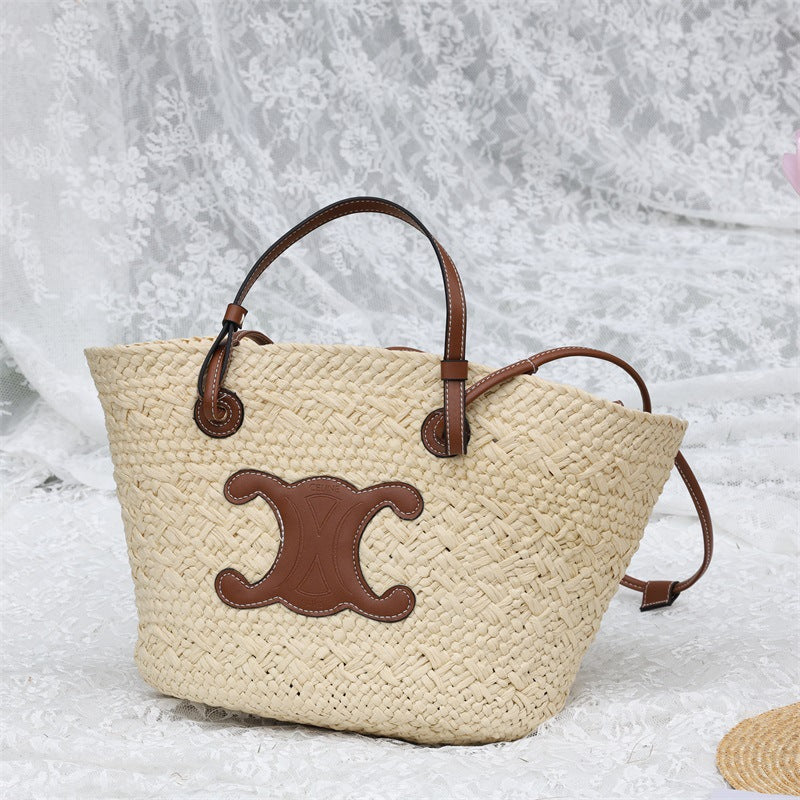 Women's Large Capacity Hand-woven Beach Portable Basket Shoulder Bags