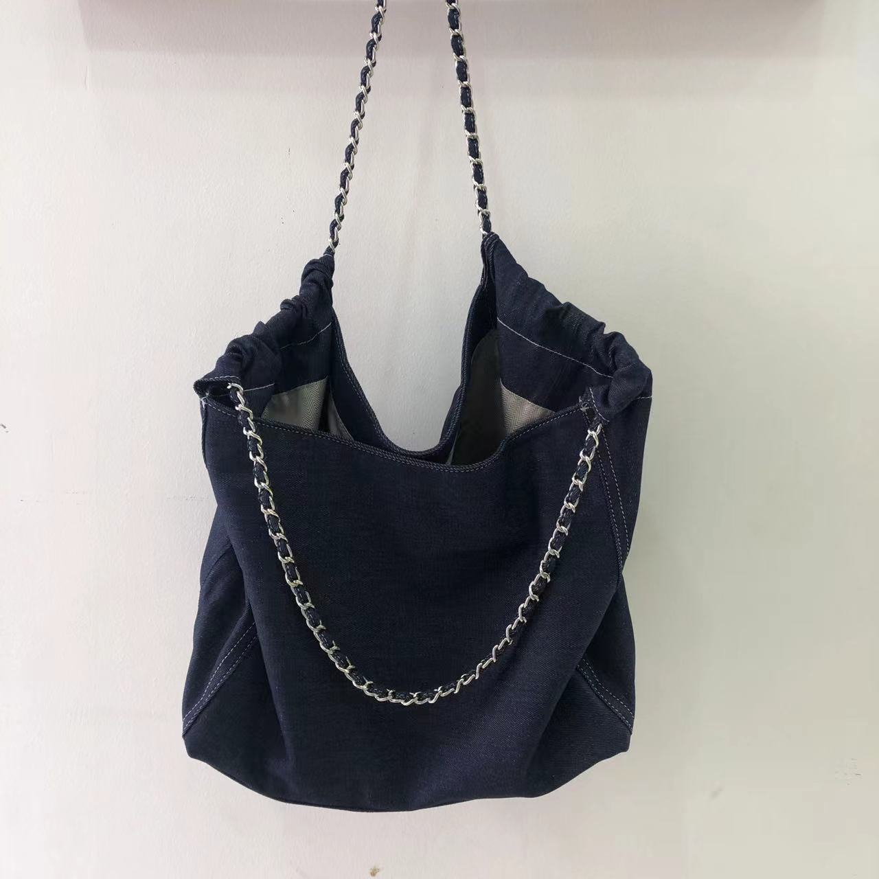 Large Capacity Chain Strap Denim Advanced Shoulder Bags