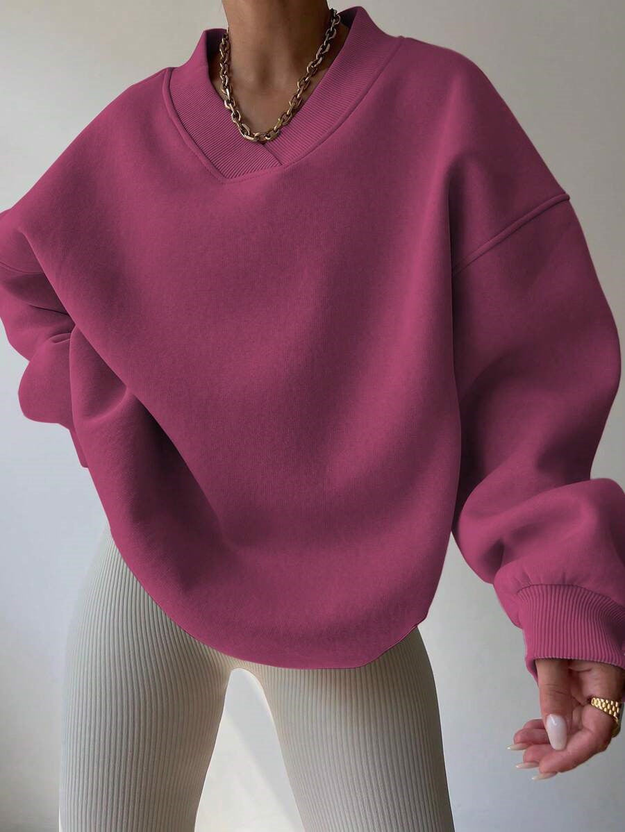 Women's Color Long Sleeve Crew Neck Loose Sweaters
