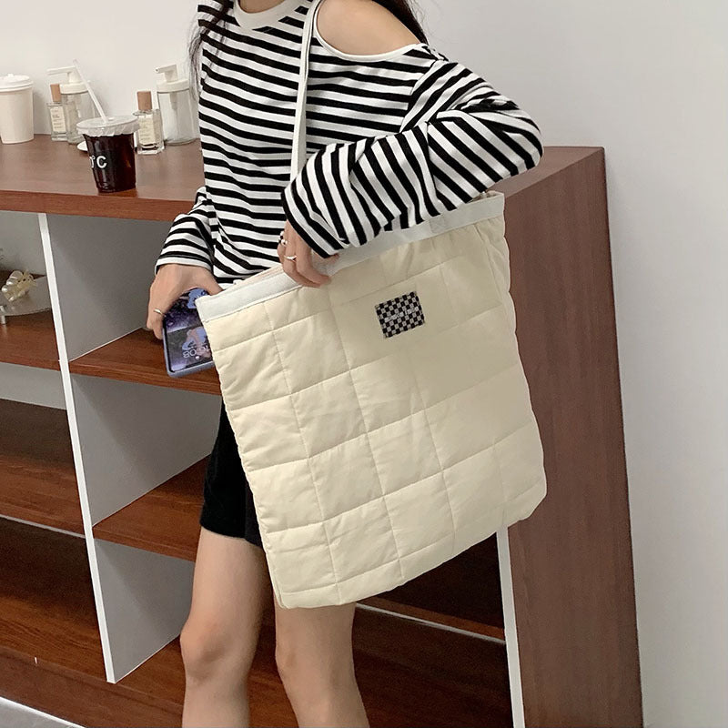 Women's Rhombus Bright Line Bale Of Cotton Shoulder Bags