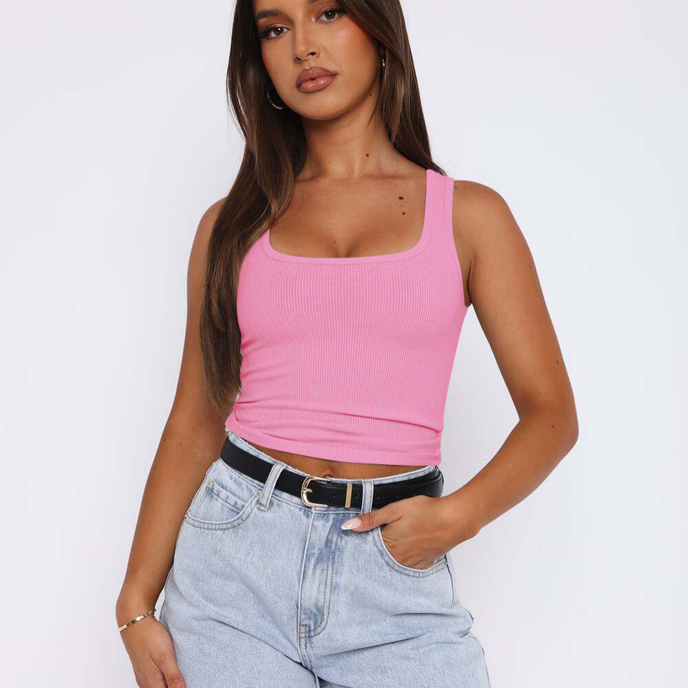 Women's Sexy Solid Color Hot Summer Thread Tops