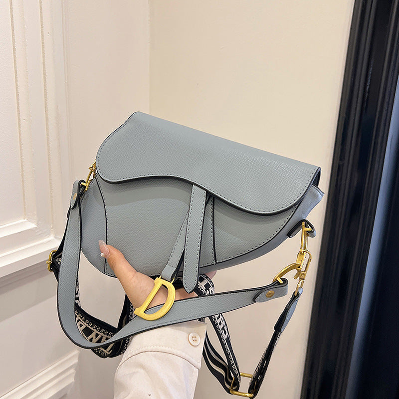Women's Palm Print Letter Underarm Saddle High Crossbody Bags