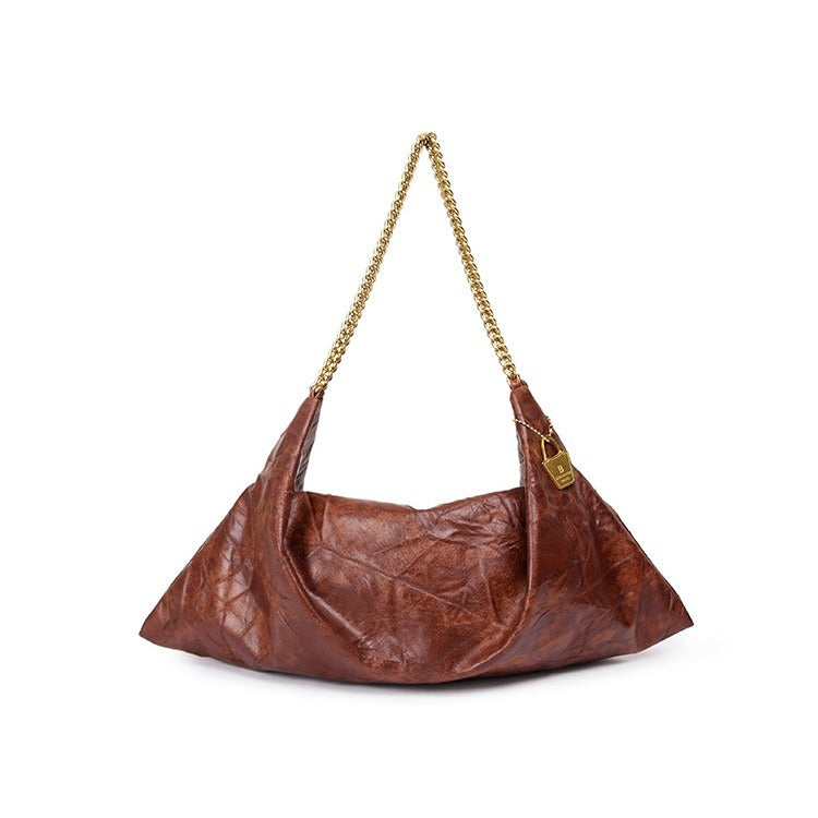 Women's Underarm Fashion Embossed Wrinkled Leather Retro Bags