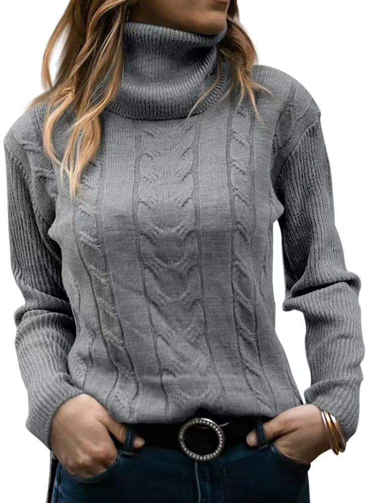 Women's Solid Color Turtleneck Retro Long Sleeve Sweaters