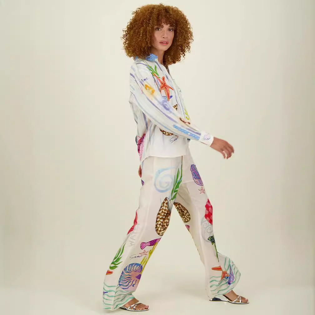 Satin Printed Personalized Iti Casual Shirt Suits