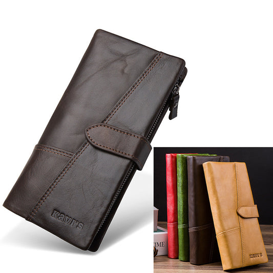 Women's Multiple Slots First Layer Cowhide Two Fold Men's Wallets