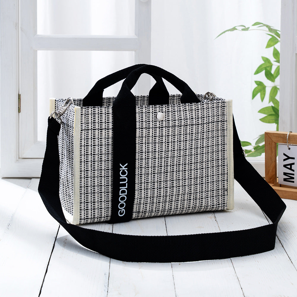 Women's Portable Waterproof Film Canvas Striped Handbags