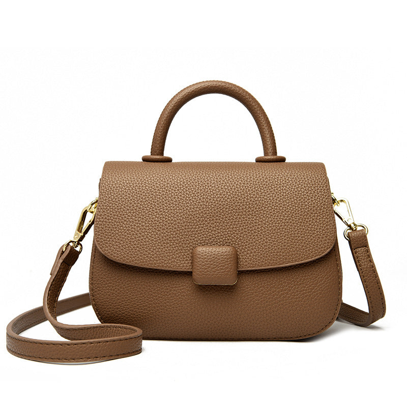 Women's Retro Solid Color Simple Soft Leather Textured Shoulder Bags