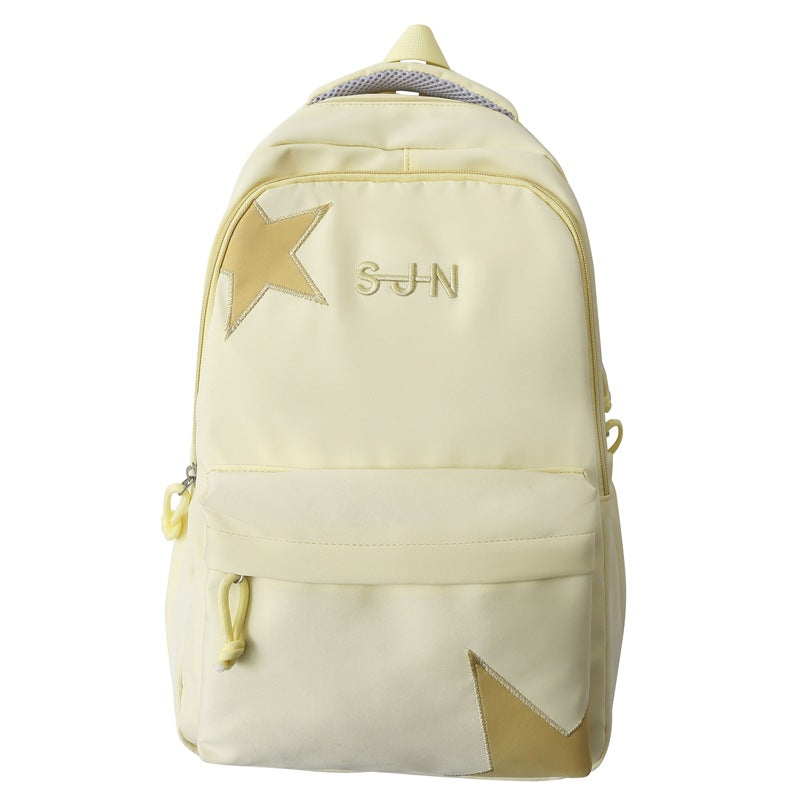 Women's Burden Reduction Big Korean Style Solid Color Middle School Students' Schoolbags
