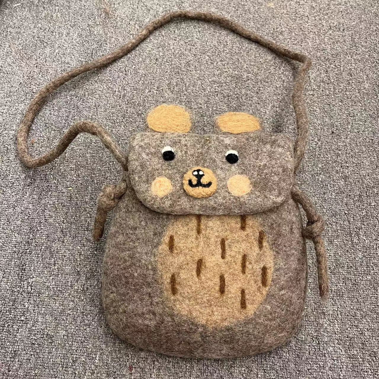 Wool Felt Cute Cartoon Funny Rabbit Fox Crossbody Bags