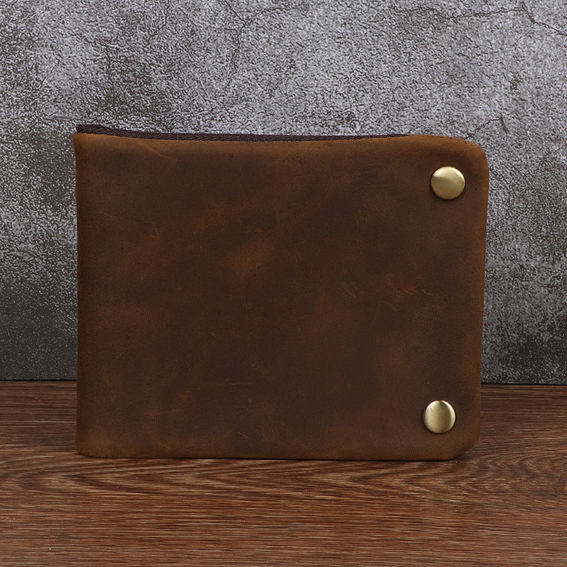 Crazy Horse Leather Short Horizontal Genuine Men's Wallets