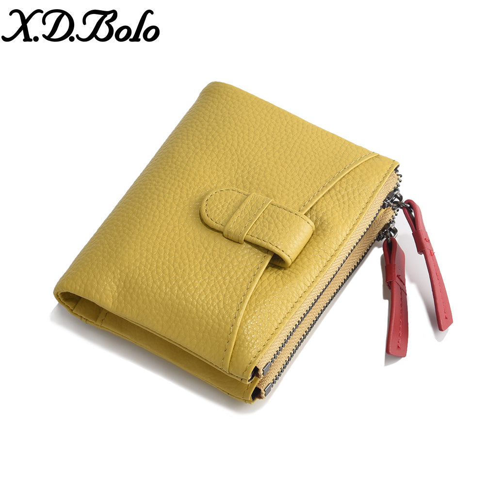 Women's Short Korean Fashion Double Zipper Soft Ladies Wallets