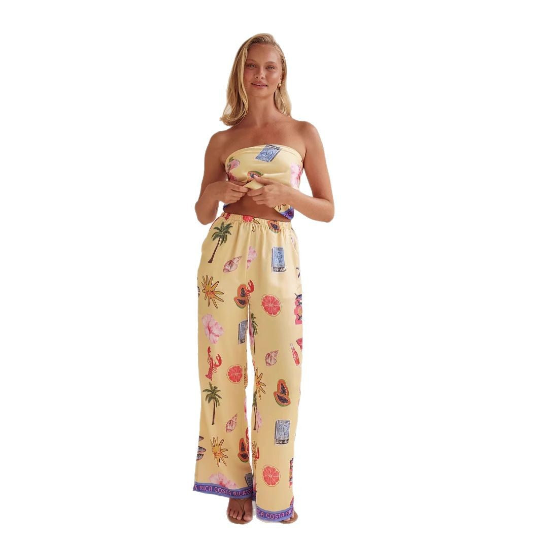 Fashion Positioning Sexy Print Tube Wide Suits