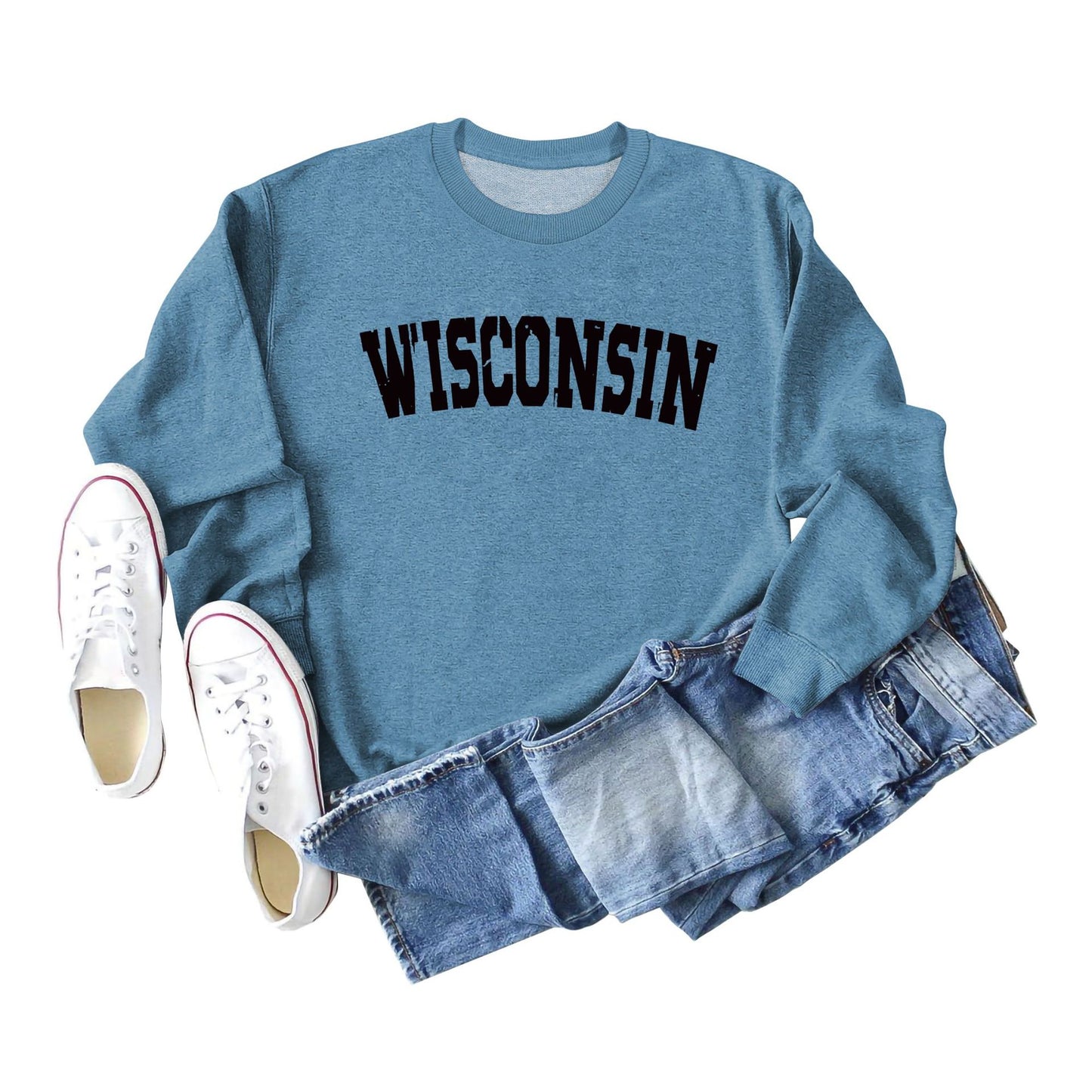 Women's Shirt Letter Print Casual Loose Round Sweaters