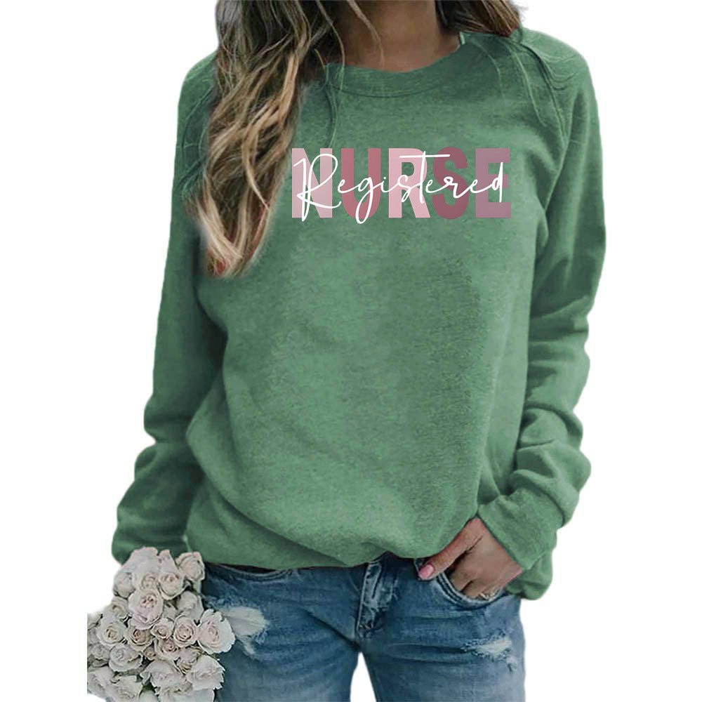 Women's Printed Round Neck Versatile Casual Loose Sweaters