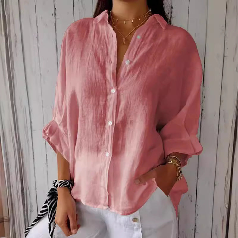 Spring Cotton Linen Back Design Shirt Blouses