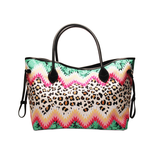 Women's Large Capacity Totes Striped Embossed Flower Shoulder Bags