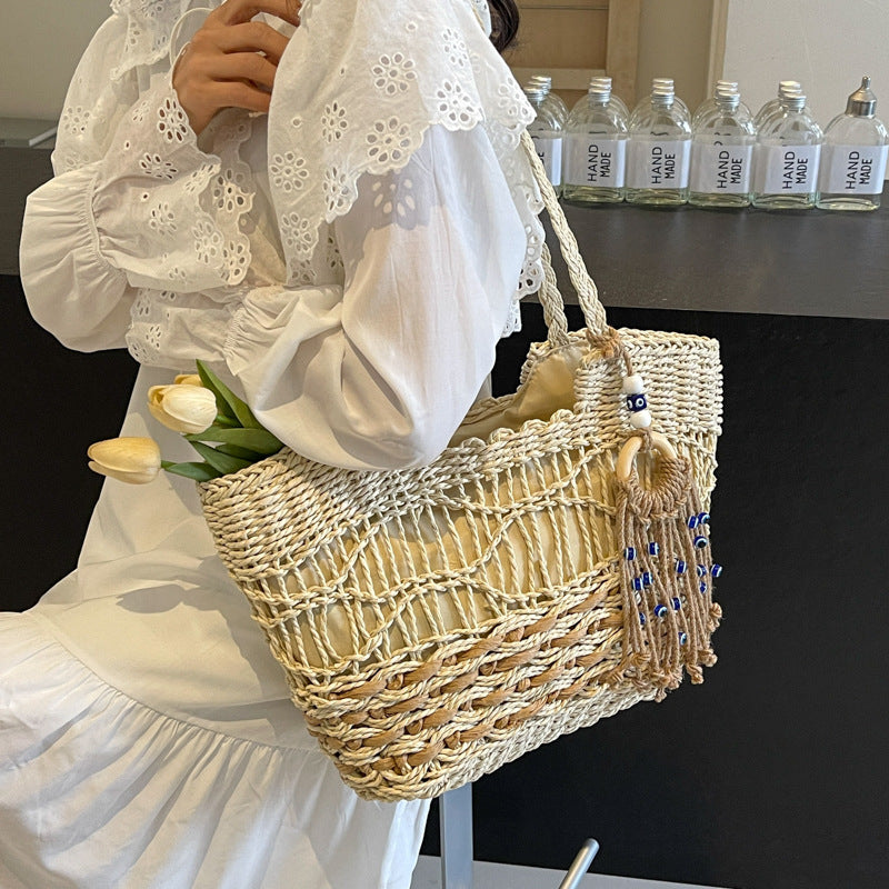 Women's Straw Large Capacity Summer Seaside Beach Tote Bags