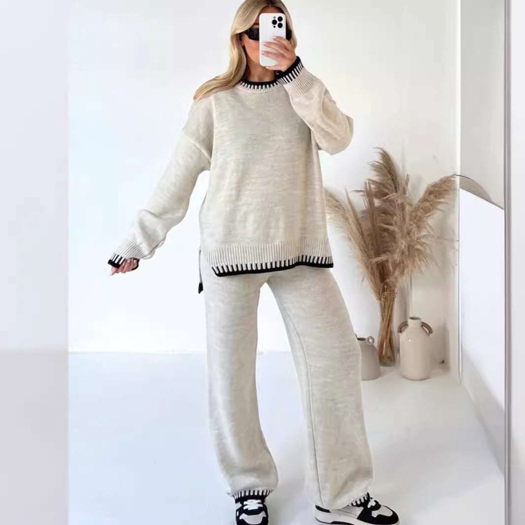 Women's Fashion Solid Color Casual Loose Two-piece Suits
