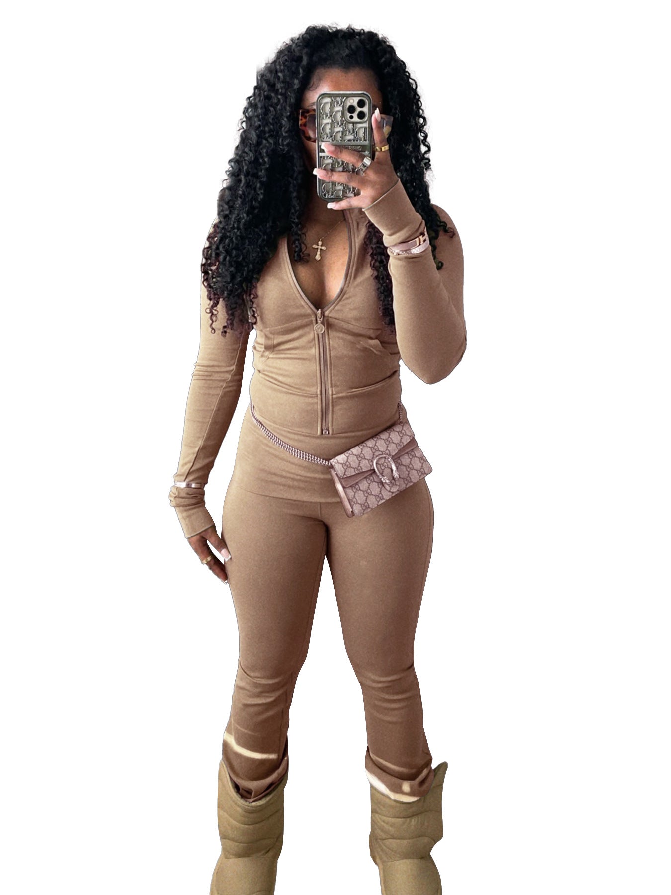 Women's Tight Zipper Low Waist Fold Slightly Suits