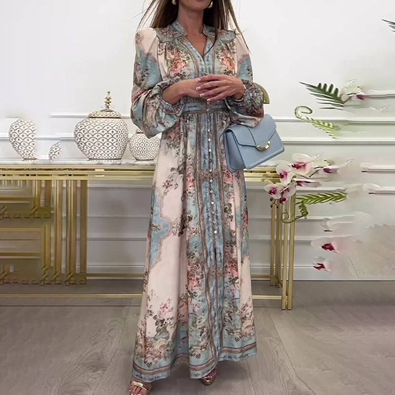 Women's Vintage Print Palace Style Swing Spring Dresses