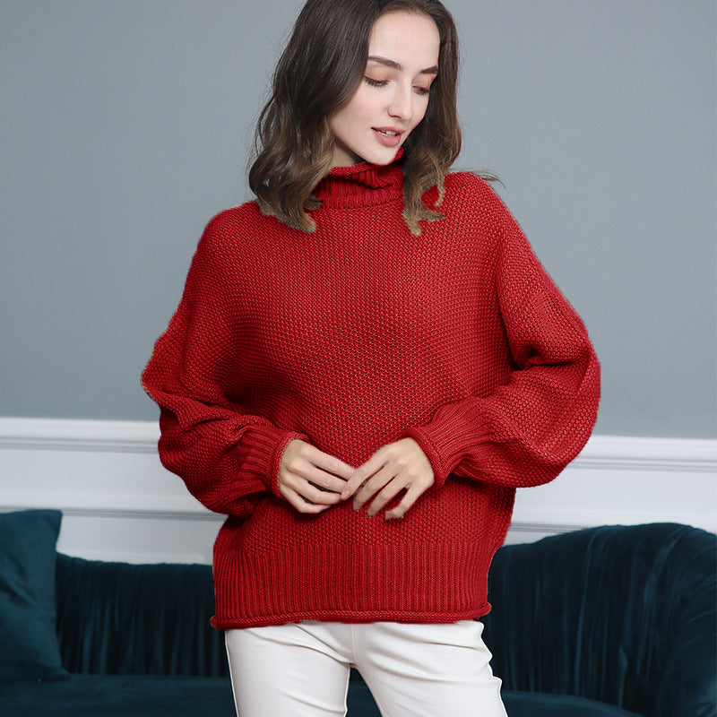 Women's Fashion Casual Long Sleeve Turtleneck Solid Sweaters