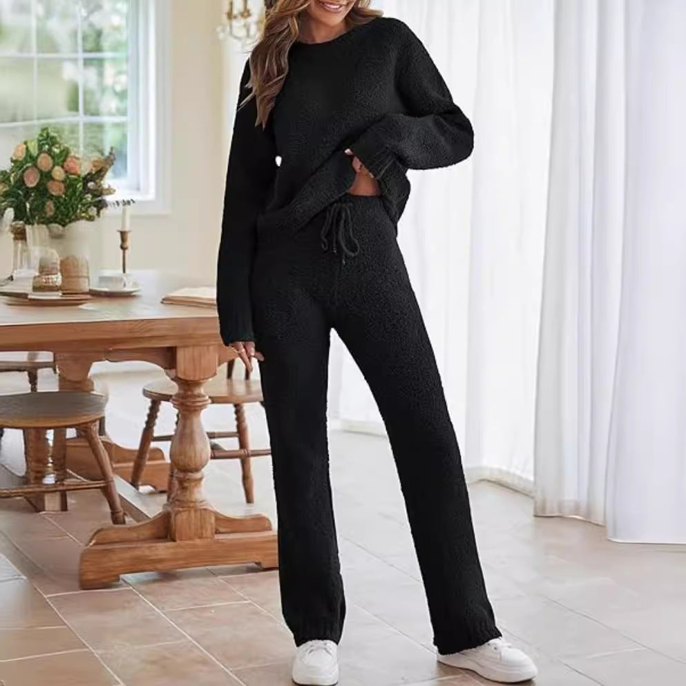 Women's Round Neck Long Sleeve Trousers Thick Suits
