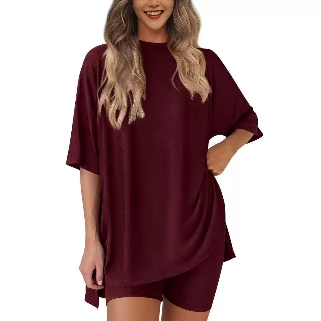Loose Fashion Solid Color Casual Short-sleeved Suits