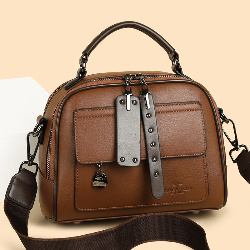 Women's Versatile Mom Large Capacity Soft Leather Shoulder Bags