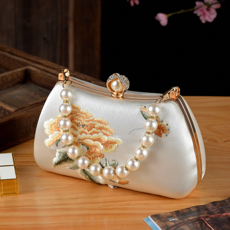 Women's Style Embroidery Retro Portable Design Cheongsam Dress Garment Handbags