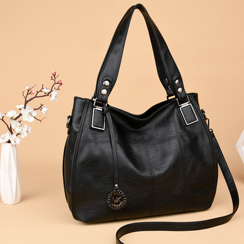 Women's Large Capacity Korean Stitching Embroidery Thread Crossbody Bags