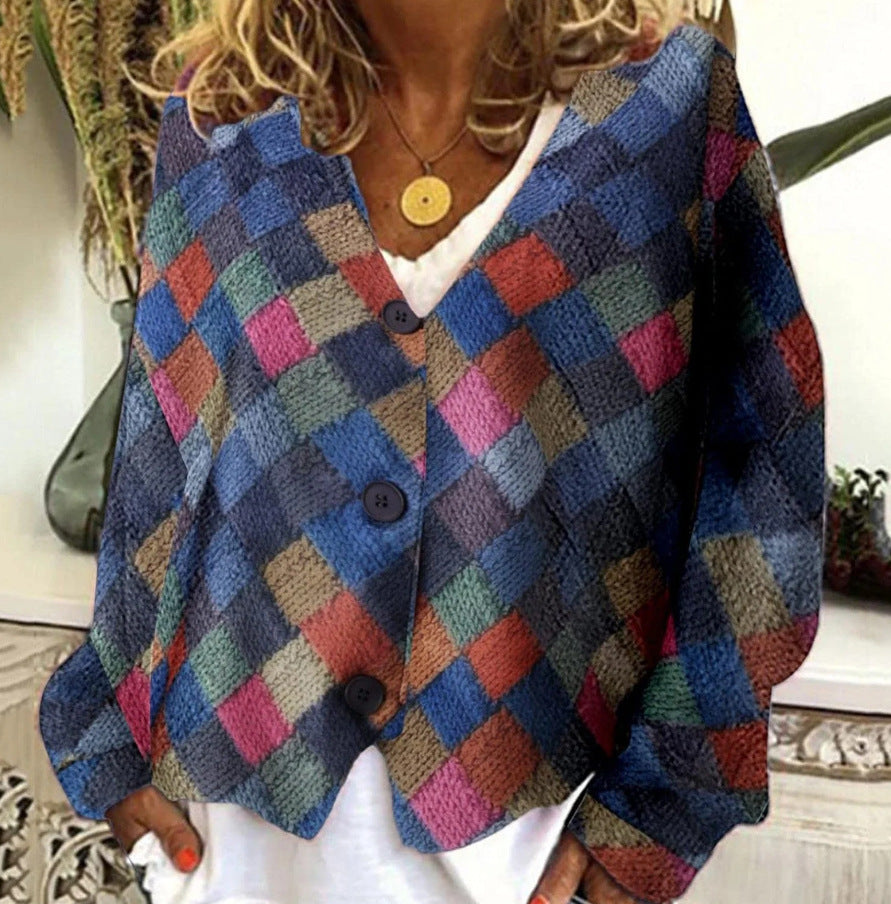 Classy Christmas Abstract Printing Casual Cloak Sweaters
