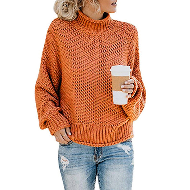 Women's Glamorous Thick Thread Pullover Turtleneck Sweaters