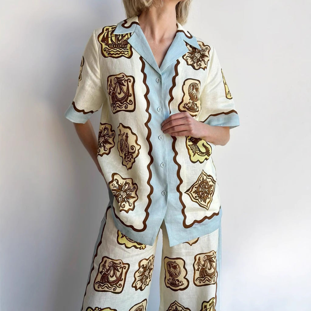 Attractive Casual Fashion Linen Shirt Collar Suits